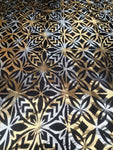 Shiny Polyester Design #6 Silver and Gold on Black