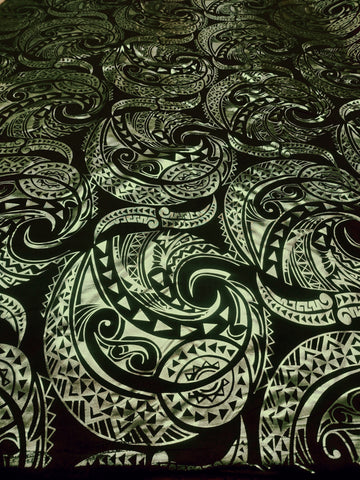 Shiny Polyester Design #11 Crocodile Green on Black