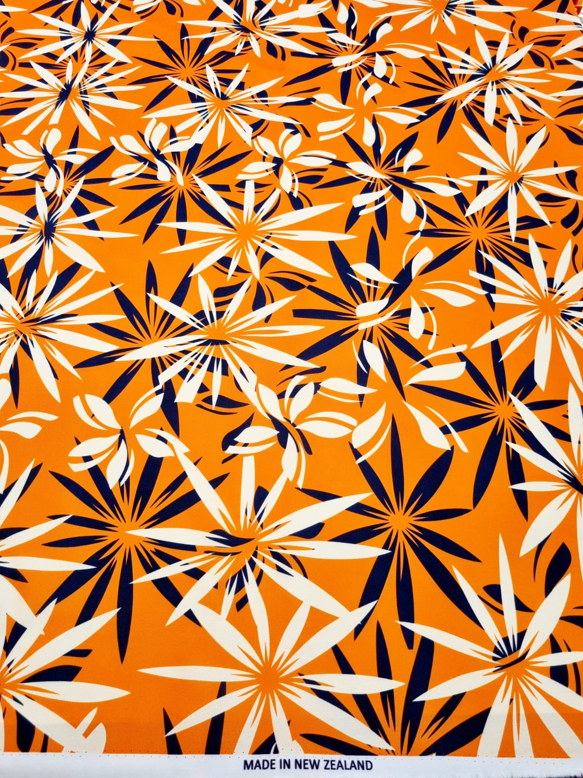 Polynesian Pattern Orange Polynesian Design #72 Orange, White and Black – Tokouso Fabrics