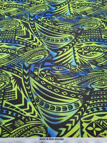 Polynesian Design #66 Green, Black and Blue