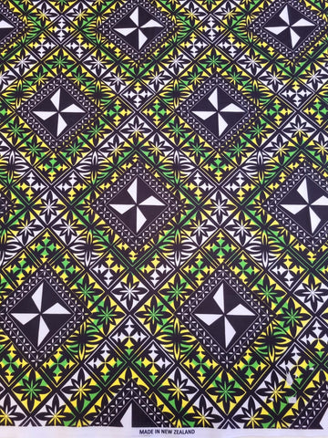 Polynesian Design #34 Yellow, Green, Blue and White