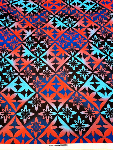 Polynesian Design #31 Black, Red and Light Blue