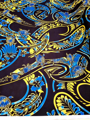 Polynesian Design #19 Black, Blue and Yellow