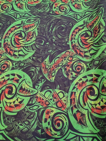 Polynesian Design #7 Green, Black and Red